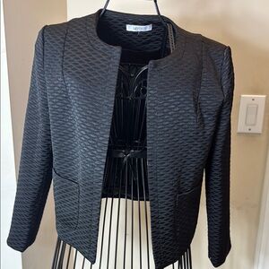 Lucy Paris Black Cropped Blazer with Textured Design & Front Pockets